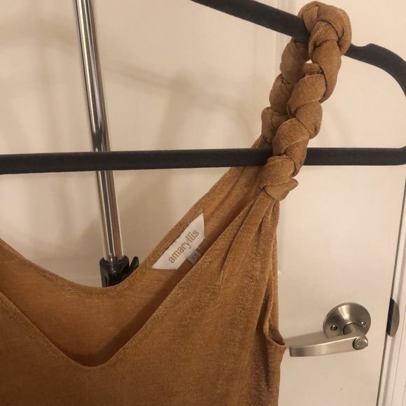 Shimmery Mustard Yellow Rope Tank - Picture 3 of 3